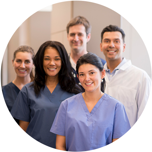 a group of smiling medical workers